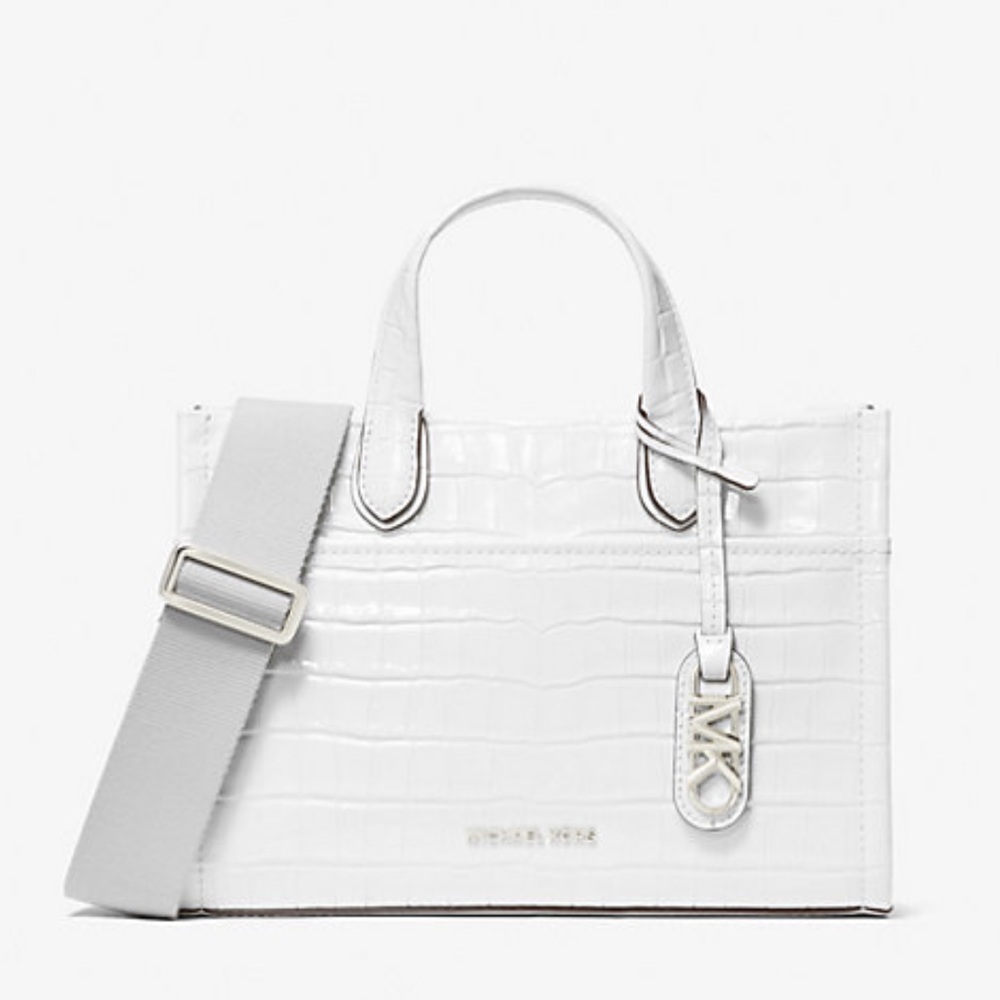 Michael Kors Gigi Small Crocodile Embossed Leather Messenger Bag
Optic White NWT